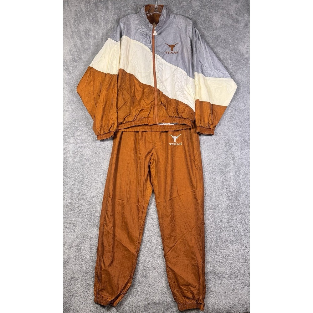 Texas Longhorns Tracksuit Mens XL 2 Piece Jacket Pants Set Vintage Red Oak Nylon
